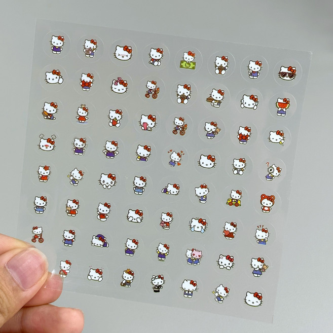 픽한가득 귀여운 Hello Kitty 리본 네일 스티커, 1개, 레드