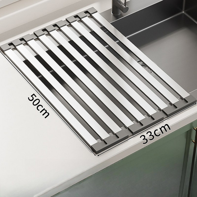 ALLILIO 304스테인리스 싱크롤 선반 설거지 건조대 탈부착 가능 식기건조대, 1개