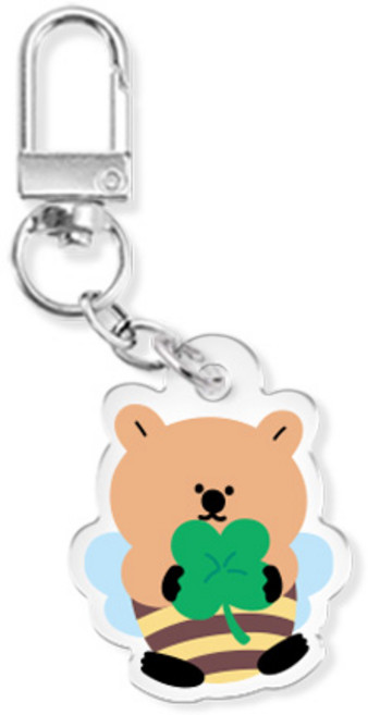 쿼카 시리즈 에어팟 버즈 열쇠고리 아크릴 키링, 꿀벌쿼카_네잎클로버, 1개