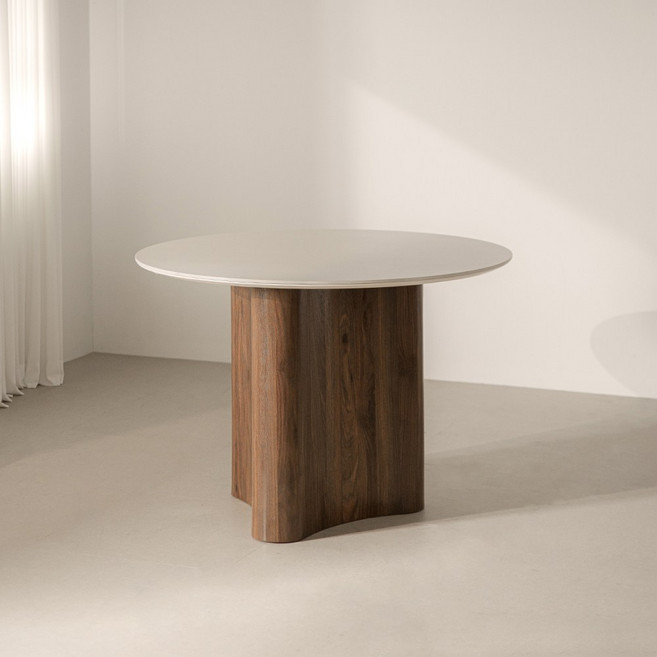 렌 포세린 세라믹 원형 식탁 테이블 1100, 4인용, 다크월넛