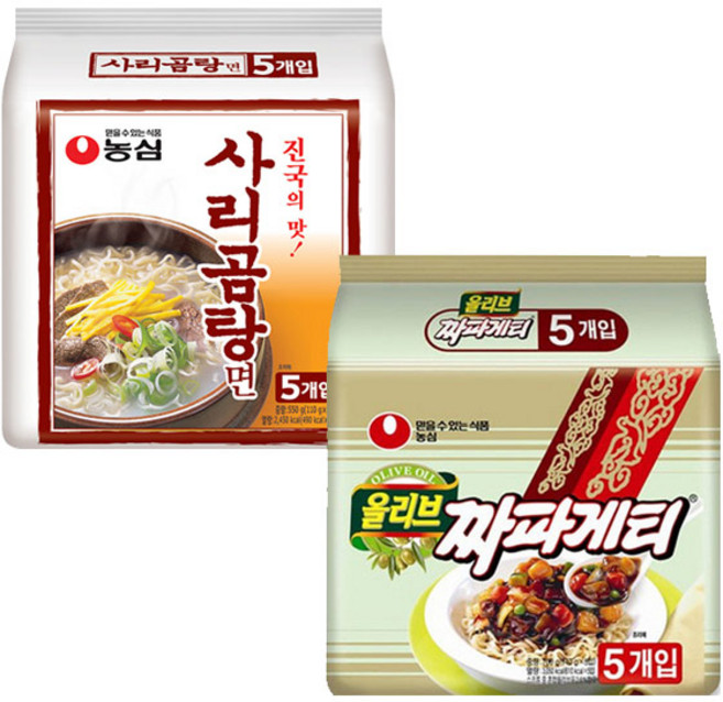 농심 사리곰탕면 5개 + 농심 짜파게티 5개, 1개