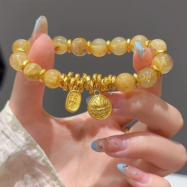 金髮晶手鍊 帶金飾