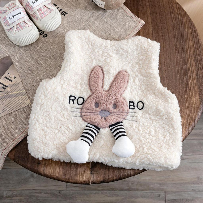 女寶寶冬裝加絨馬甲 羊羔絨加厚外穿保暖韓系