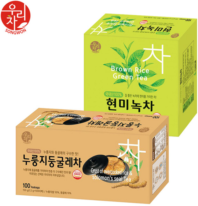 송원 현미녹차 100T +누룽지 둥굴레차 100T (200T), 1.5g