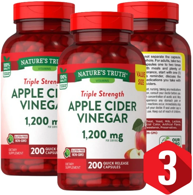 네이처스트루 애사비 캡슐 애플사이다비니거 12주분, 200정, 3개 - 쿠팡