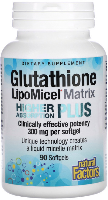 Natural Factors 글루타치온 LipoMicel 매트릭스 300mg 소프트젤 90정 Factors (내추럴 팩터스), 1개