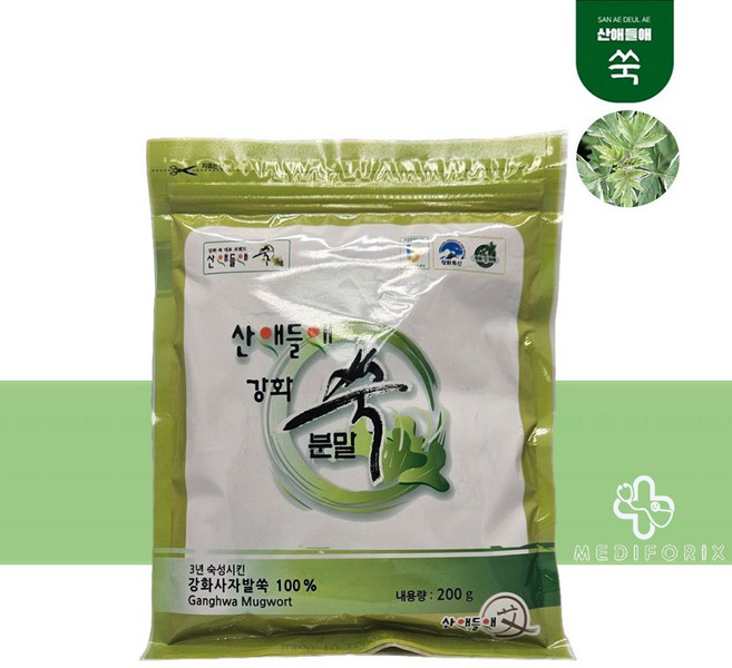산애들애 강화쑥분말 국산쑥가루 200g 2팩, 2개