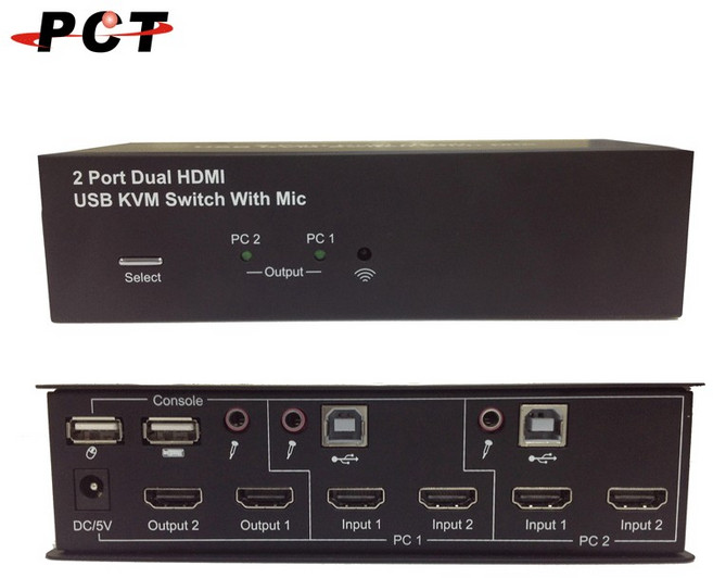 PCT 4K2K 2埠 HDMI 雙螢幕多電腦切換器 MHC224, 1個