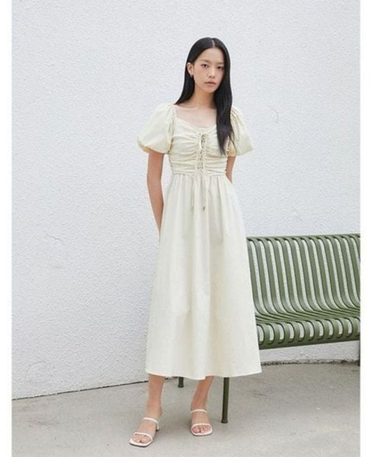 에고이스트 25기획 레이스업 퍼프 스모킹 원피스 ER3EO700 35343085 745033