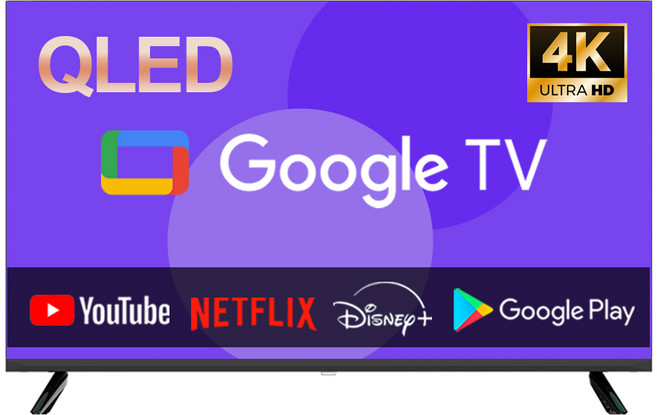 이브이 50인치 QLED 127cm UHD 스마트 구글TV 제로베젤 에너지효율 1등급, 127cm(50인치), EV500U_GLSM, 스탠드형, 고객직접설치