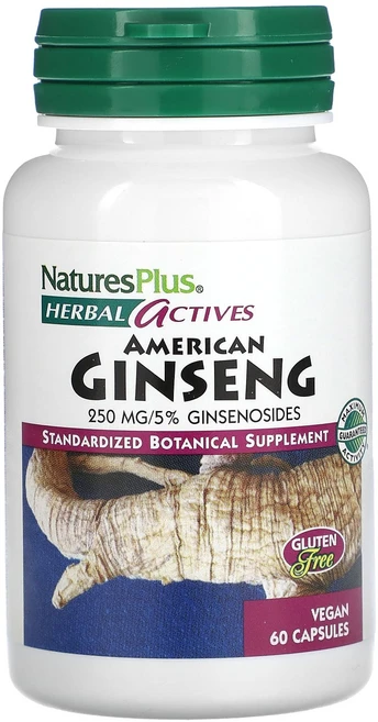 NaturesPlus 허브 액티브 미국 인삼 250 mg 60 베지캡, NaturesPlus허브액티브미국인삼250mg60베지캡, 1개, 60정 - 쿠팡
