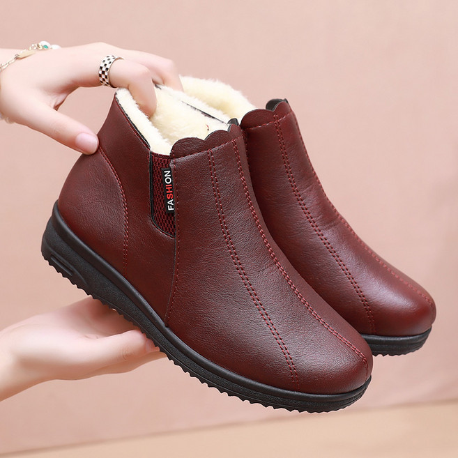 여성 방한화미끄럼 방지 편안한 플랫슈즈 겨울부츠융털엄마 할머니 앵클부츠