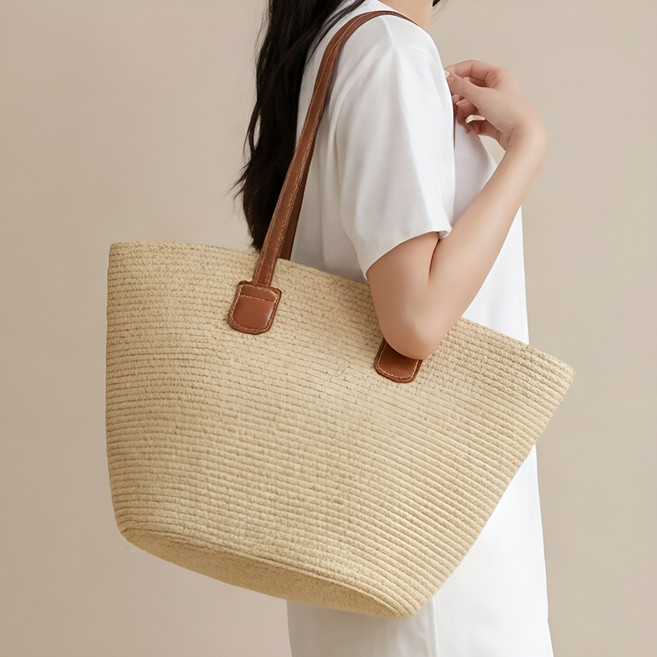 라뷰드 여성 여름 그물 라탄백 숄더 가방 여자 여행 비치 피크닉 가방 숄더 밀짚 라탄백 베이직 데일리 가벼운 캐주얼 비치백