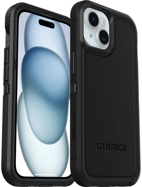 OtterBox 아이폰 16e 15 14 13 디펜더 시리즈 XT 케이스 - 블랙 스크린리스 견고함 MagSafe에 스냅 랜야드 부착(폴리백으로 배송)