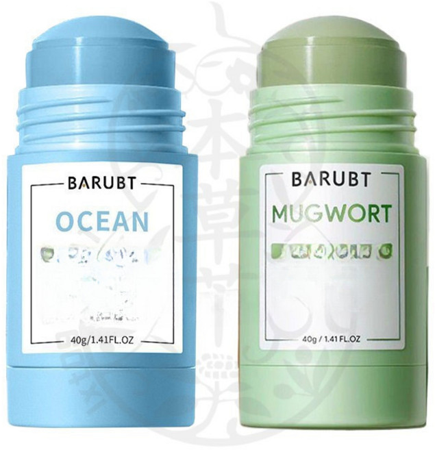 BARUBT 草莓泥膜棒, 1個, 艾草泥膜棒40g + 海洋泥膜棒40g