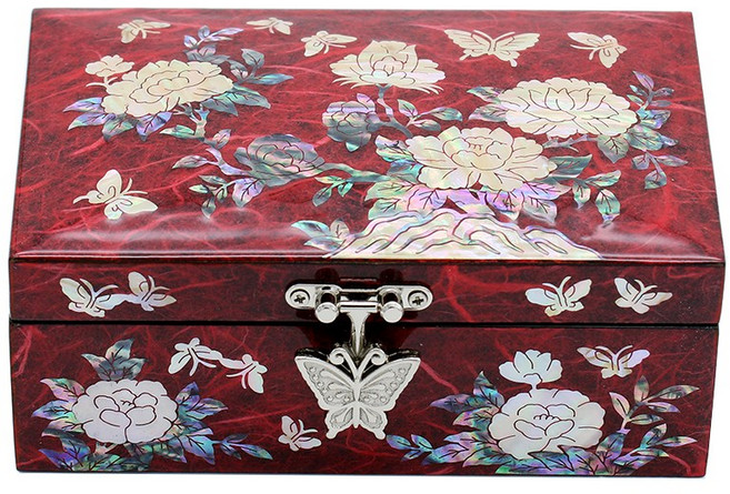 따숨 미니 자개보석함 자개함 나전칠기 외국인선물, 포함, 1개, 2-1.모란 빨강