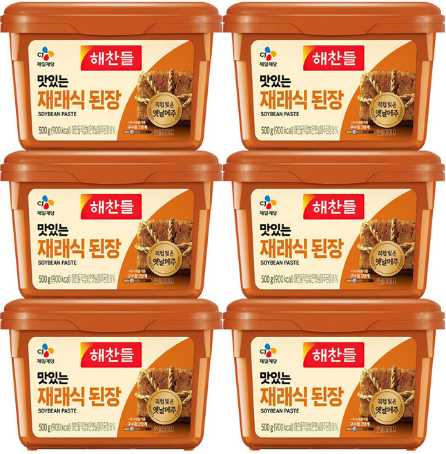 해찬들 재래식 된장, 500g, 6개