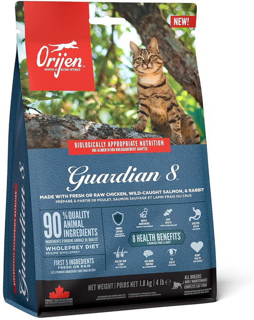 Orijen 歐睿健 台灣公司貨 全齡貓 愛貓守護8 無穀配方 乾飼料, 雞 + 火雞 + 魚類, 1800g, 1包
