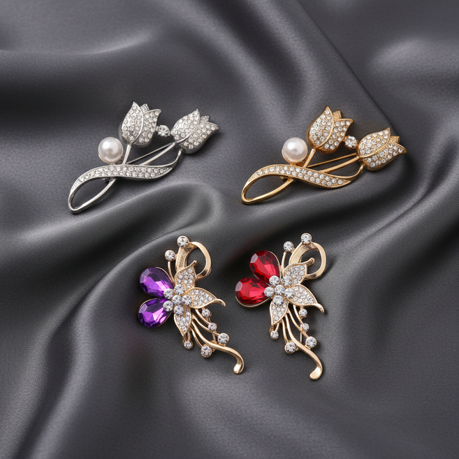 여성 빈티지 브로치 큐빅 악세사리