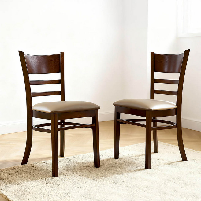 리비니아 케빈 카페 원목의자 2인용 식탁의자 인테리어의자 원목의자 카페의자 식당의자, 모카(가죽방석), 2개