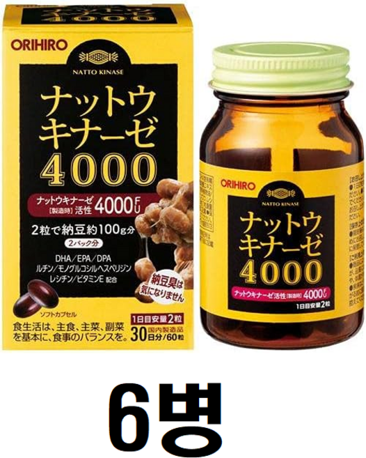 일본 오리히로 낫토 나토 나또 낫또 키나제 키나아제 4000FU 60정 6개 orihiro