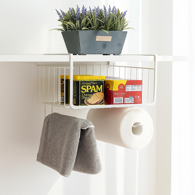 오엠티 걸이형 철재 싱크대 상부장 키친타올 걸이, 화이트, 1개