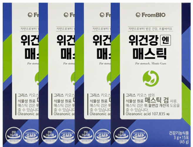 식약처 식약청 인증 홈쇼핑 위건강엔 속편한 매스틱 검 마스틱 매틱스 분말 가루 위 건강 영양제, 4박스, 45g