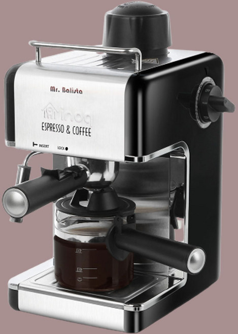 가정용 반자동 커피머신기 수동 에스프레소 기계 원두 레트로, 블랙