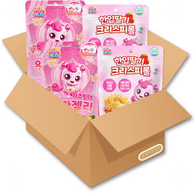 프린세스 캐치티니핑 한입 딸기 크리스피롤 40g + 캐치티니핑 젤리 50g 세트, 1세트, 90g, 한입 딸기 크리스피롤+왕관젤리