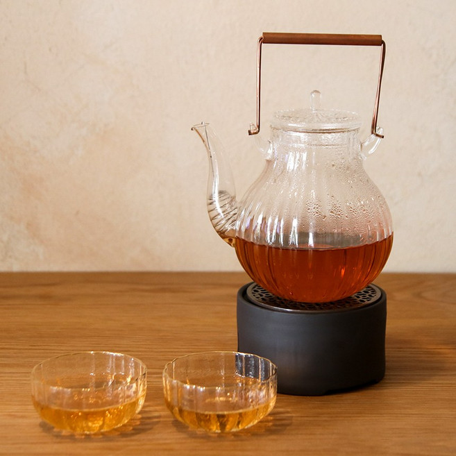 벨르 앤틱 내열유리 화사 티포트 골드라인 구름 넓은 찻잔 2P 티세트, 1개