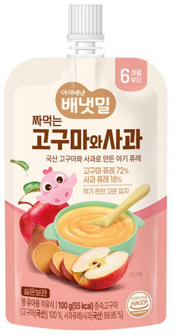 아이배냇 배냇밀 짜먹는 고구마와 사과, 혼합맛(고구마/사과), 100g, 1개