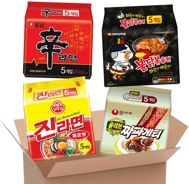 신라면 5+불닭볶음면 5+짜파게티 5+진라면 5, 1세트