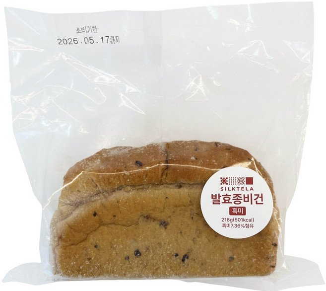 자체브랜드 실크테라 흑미식빵 비건인증 비건빵 6곡발효종 비건 식빵 건강빵 쌀빵, 1개