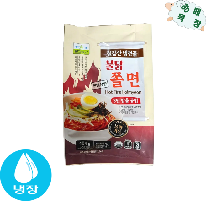 칠갑농산 냉천골 불닭쫄면 404g 2인분 불향가득 특제소스 매콤쫄면, 1개