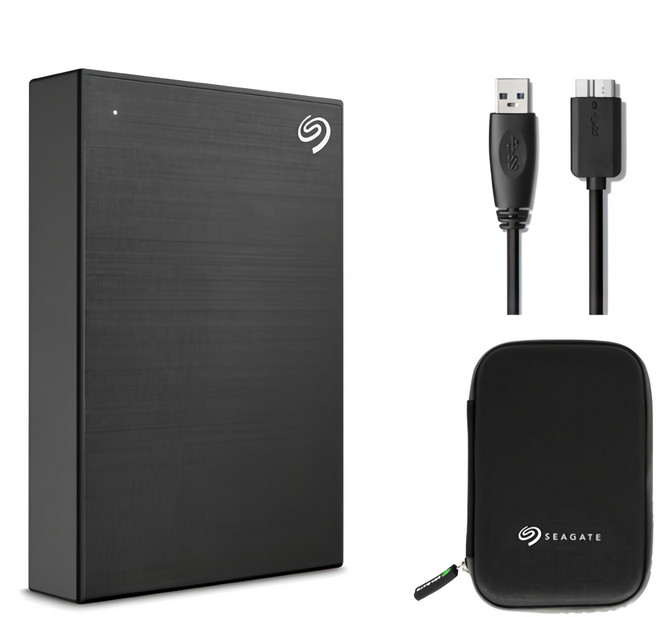 씨게이트 One Touch HDD 외장하드 STKZ5000400 데이터복구+암호화 기능+파우치+USB케이블, 5TB, 블랙