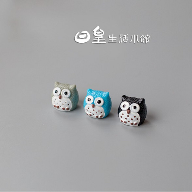 貓頭鷹公仔 拍照道具 微景觀 盆栽造景裝飾 療癒擺飾, 黑色貓頭鷹, 黑色貓頭鷹