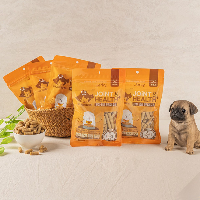 홍선가 반려견 관절 건강간식 조인트 앤 헬스 플러스 져키 콘드로이친3% 콜라겐1%함유, 5개, 200g, 치즈향