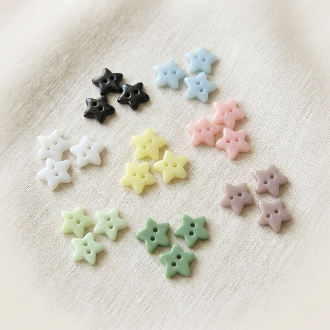 파스텔 별 단추 8종 15mm, 24개, 혼합