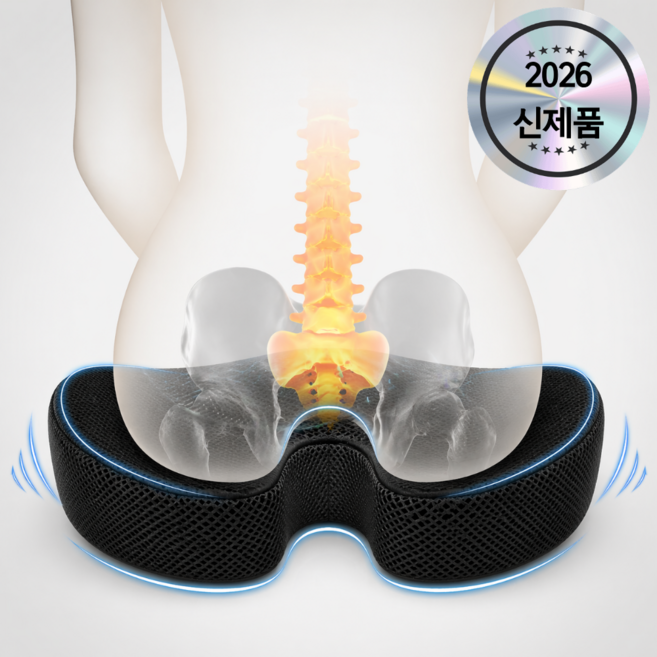 심플딤플 고성능 메모리폼 꼬리뼈 자세교정 방석 치질방석, 블랙