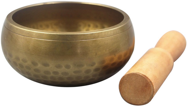 尼泊爾手工頌缽, 12cm+普通桃木棒, 1套
