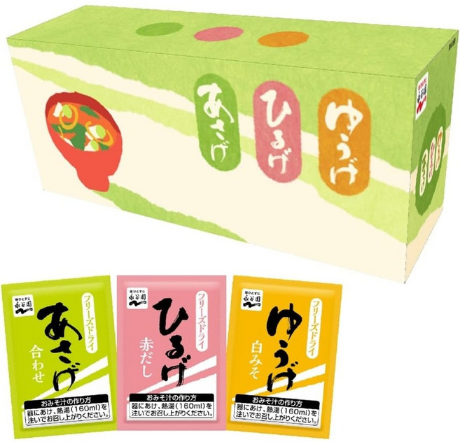 일본 나가타니엔 미소된장국 분말타입 3가지맛 믹스 30p 1BOX, 1박스, 248g