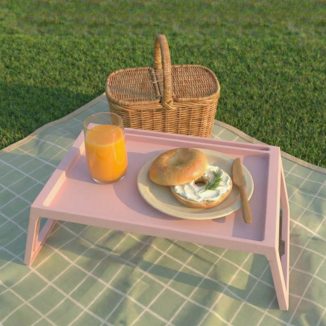 로맨틱유어스 접이식 피크닉 테이블 ( 3컬러 감성 휴대용 캠핑 폴딩 미니 야외 테이블 배드트레이 ), 베이비 핑크