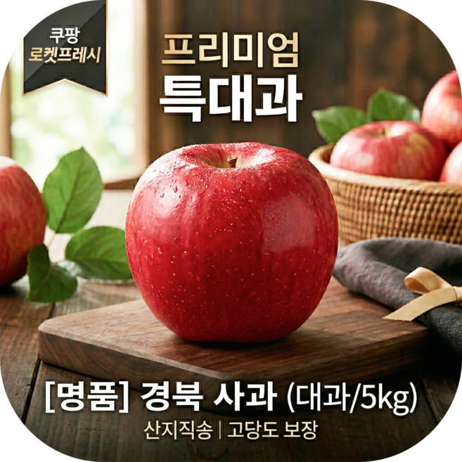 [명품진미] 초특가 고당도 부사 사과, 1개, A급 대과 5kg