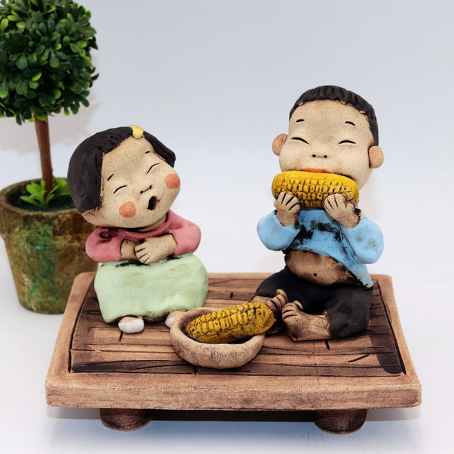 흙 도자기 인형 토우 토기 평상 옥수수 아이들 세트