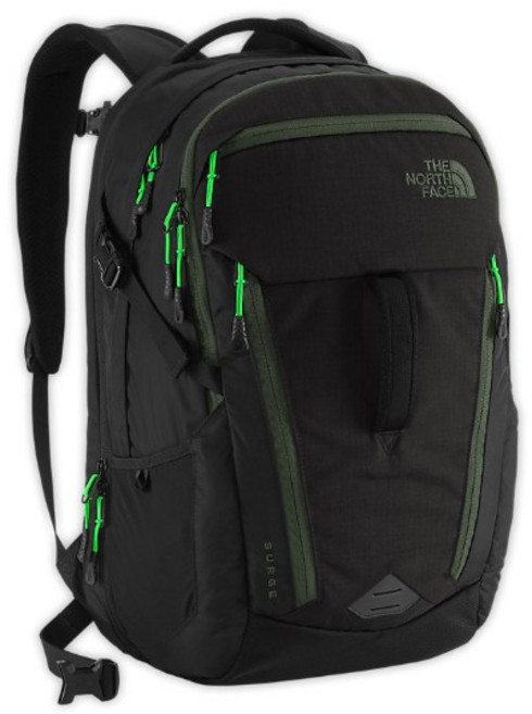 The North Face SURGE 30公升/15吋電腦包 登山包 登機包 後背包-螢光綠拉鍊特別版, 螢光綠