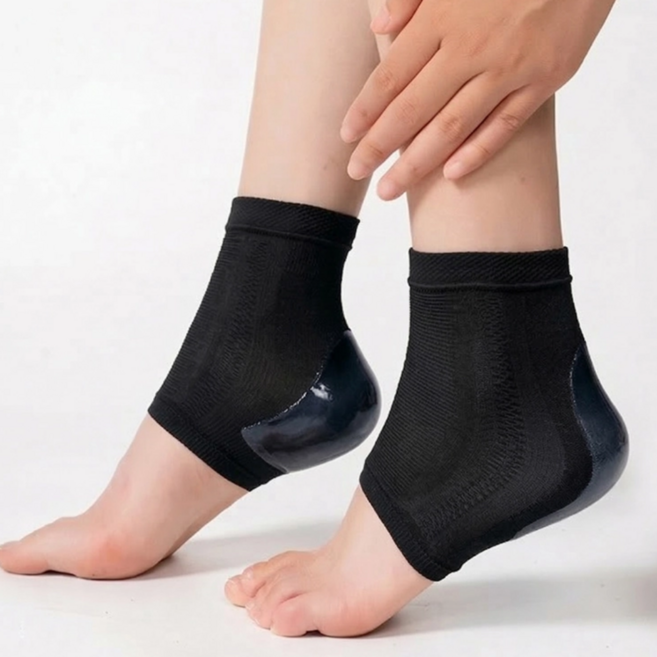 SINEET 발 뒷꿈치 보습 패드 클라우드패드 뒤꿈치 각질케어 보습양말, 블랙, 2세트