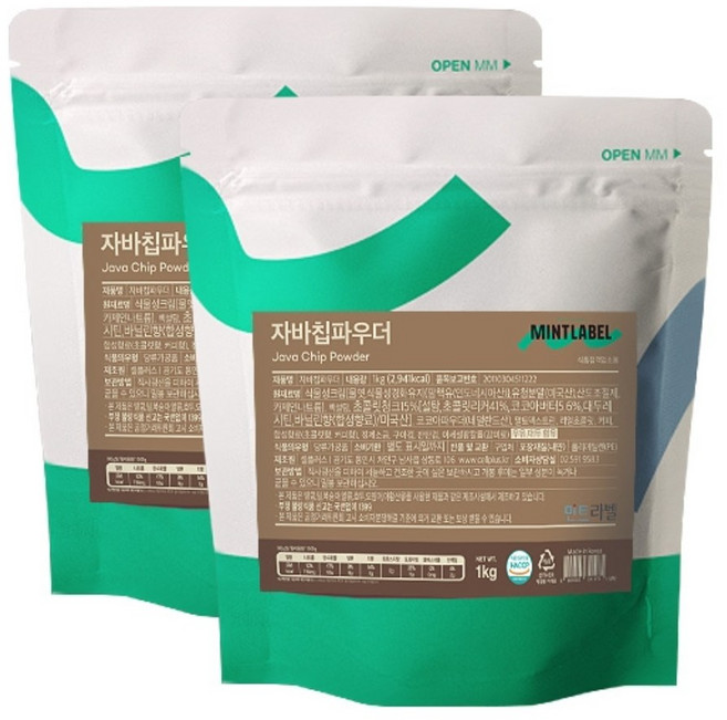 민트라벨 자바칩 파우더 1kg, 2개, 2개입