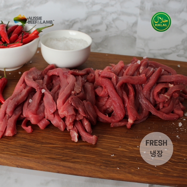 Fresh Halal Beef Stir-Fry Strips Australia 냉장 할랄 소고기 볶음용 스트립 호주산, 3개, 400g