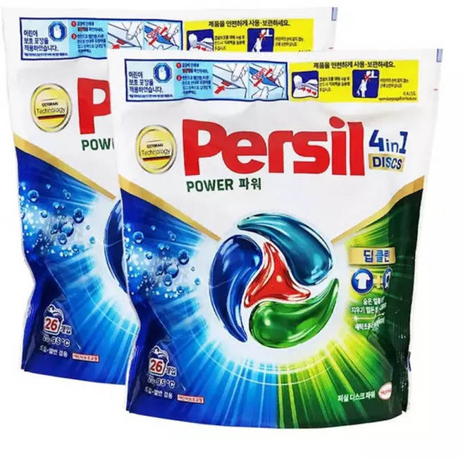 퍼실 캡슐형 세탁세제 디스크 파워 26개입 x 2개, 2박스