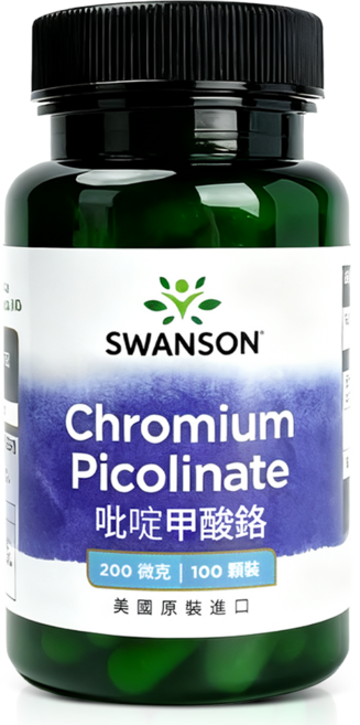 【SWANSON 美國斯旺森】 吡啶甲酸 鉻 200mcg 100顆 醣類代謝 Chromium 原裝 進口, 1個